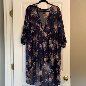 Floral chiffon hi lo tunic